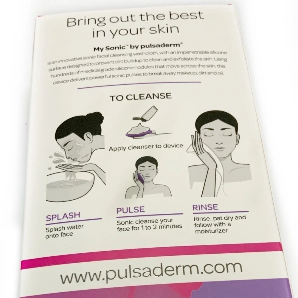 Pulsaderm Sonic Face Wash Cloth, Pink NEW Product